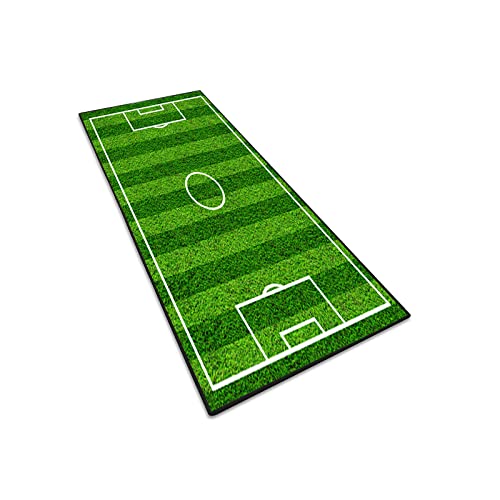 AEREY Fussball Teppich 40x160cm TeppichläUfer Meterware Wohnzimmer Teppich Anpassbar Für Mädchen Junge Kurzflor Modern Spielfeld Fußball In Grün von AEREY