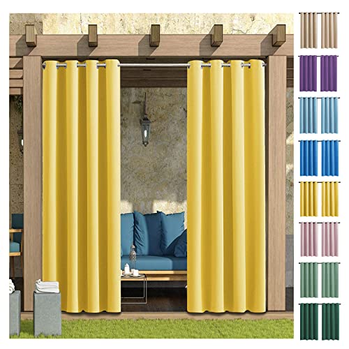 AEREY Vorhänge Blickdichter Vorhang Blickdicht Hochwertige Qualität Kälteschutz für Wohnzimmer Schlafzimmer Tür - 140x160cm - gelb von AEREY