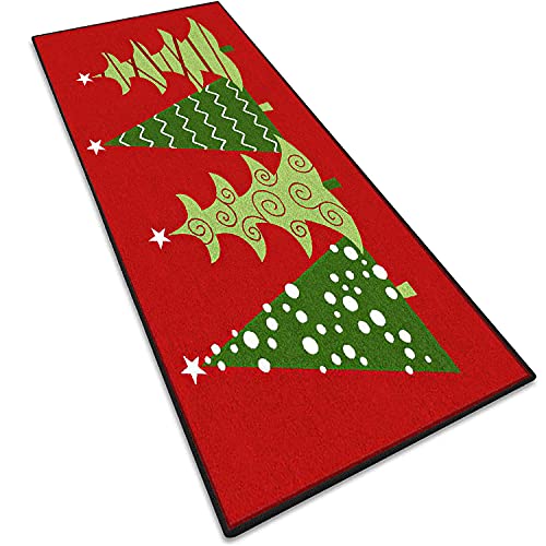 AEREY Weihnachtsteppich, Flur Teppich rutschfest, Weihnachtsbaum Teppiche, ideal für Wohnzimmer, Schlafzimmer, Küche, Flur,Terrasse(50x240cm) von AEREY