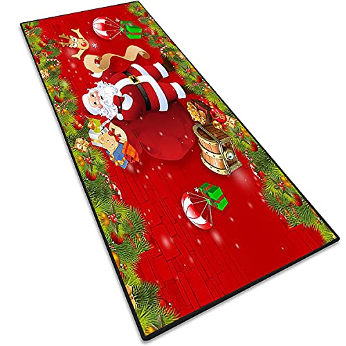 AEREY Weihnachtsteppich, Weihnachtsmatten 3D rutschfest Teppiche, Weihnachten Area Rug,Türmatte, Home Decor, ideal für Wohnzimmer, Schlafzimmer, Flur, Küche, weihnachtsdekoration(40x100cm) von AEREY