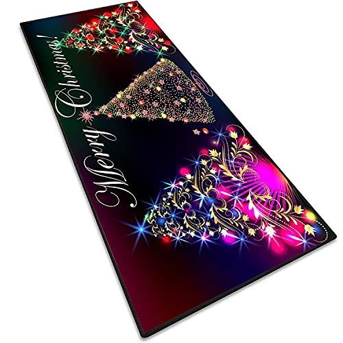 AEREY Weihnachtsteppich 3D rutschfest Weihnachtsdruck Teppich KüChenläUfer rutschfest Badezimmer Teppich Weihnachtsbaum, ideal für Wohnzimmer, Flur,Terrasse, Schlafzimmer, Küche(100x300cm) von AEREY