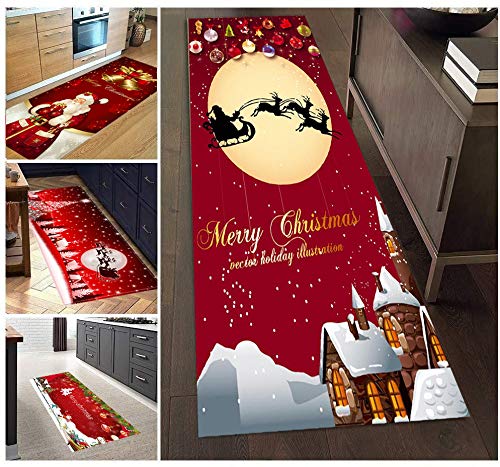 AEREY Weihnachtsteppich Teppich Anti Rutsch Unterlage Teppich Wohnzimmer Kurzflor Fußmatte Innenbereich Lustig Waschbar Weihnachten für Wohnzimmer Flur Küche 80x280cm R-3 von AEREY