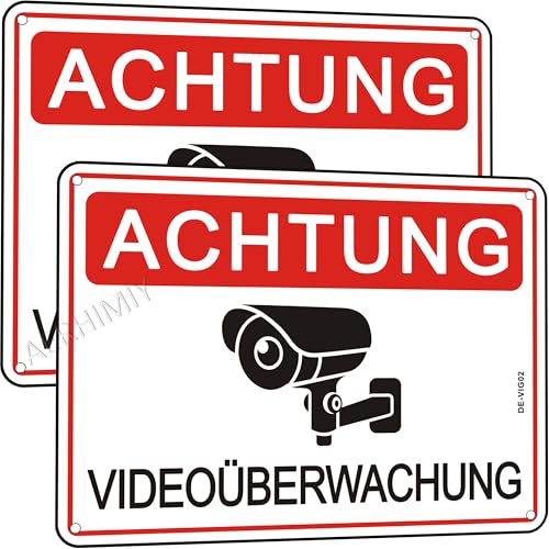2 Stück Achtung Videoüberwachung Schild Reflektierendes Aluminium 20×15cm, Mit Selbstklebend und 4 Löchern 2 Stück Achtung Videoüberwachung Schild Reflektierendes Aluminium 20×15cm, Mit Selbstklebend und 4 Löchern von AERHIMIY
