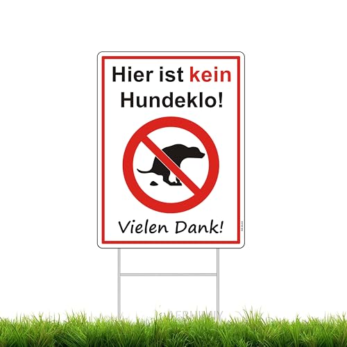 Kein Hundeklo Steckschild 24x32cm, Doppelseitiger Bedrucktes Hier ist Kein Hundeklo Schild Kunststoff mit Metall Halterung von AERHIMIY
