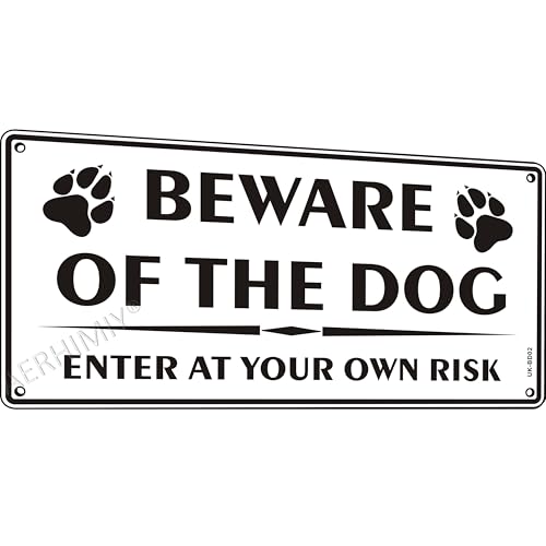 Metallschild "Beware of the Dog", 15 x 30 cm, reflektierendes Aluminium von AERHIMIY