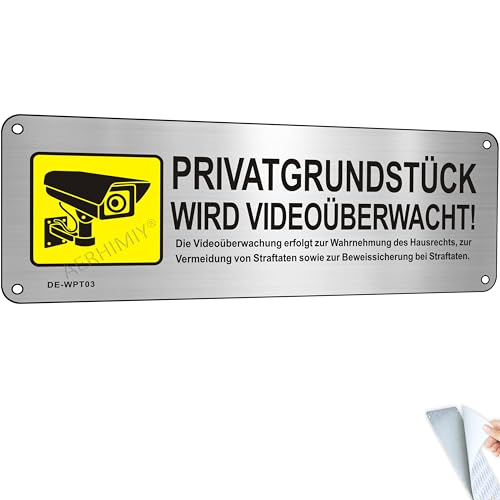 Schild Videoüberwachung Privatgrundstück Aluminium Gebürstet 25x9cm, 1 Stück Schild Videoüberwachung Metall Selbstklebend Schild Videoüberwachung Privatgrundstück Aluminium Gebürstet 25x9cm, 1 Stück Schild Videoüberwachung Metall Selbstklebend von AERHIMIY