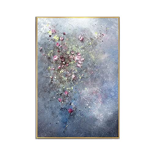 AERK Handgemalte Acrylbilder Abstrakt,Handgemaltes Originales Rahmenloses Strukturiertes Kunstwerk Vintage Rose Blume Graffiti-Muster Ölgemälde Moderne Abstrakte Extra Große Wandkunst Wohnkultur von AERK