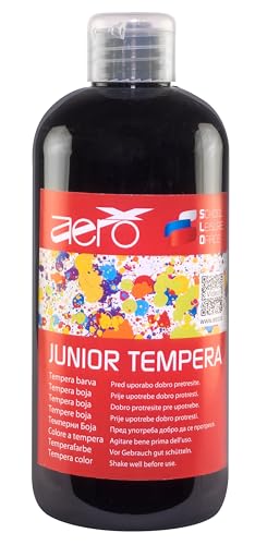 AERO Tempera Einzelfarben, 0,5L, ungiftig, leuchtende und intensive Farben, hochpigmentiert, mit Wasser vermalbar, geeignet für zahlreiche Maltechniken, Schwarz von AERO
