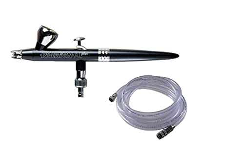 AEROGRAFANDO kompatibel mit Airbrush Evolution AL PLUS TWO IN ONE 0.20-0.40 H & S aus Aluminium mit PVC-Luftschlauch 2.5 m Harder & Steenbeck komplett mit Schnellkupplung + 1/8" F von AEROGRAFANDO