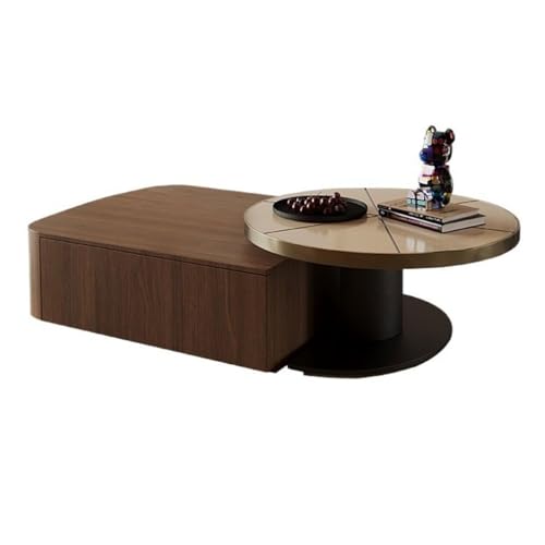 AERTSDFGT Mitteltisch Holzmaserung Sofa Tisch Metall Relief Platte Couchtisch Lagerschrank Wohnzimmer Terminal von AERTSDFGT