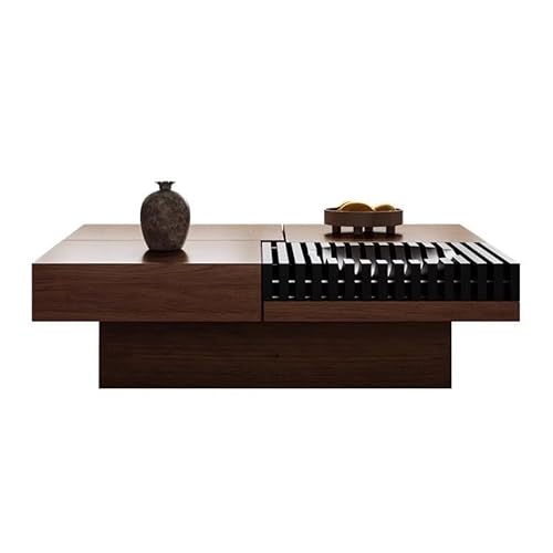 AERTSDFGT Mitteltisch Vintage Schwarz Nussbaum Massivholz Kaffee Tisch Wohnzimmer Können Lagerung Platz Kleine Haushalts von AERTSDFGT