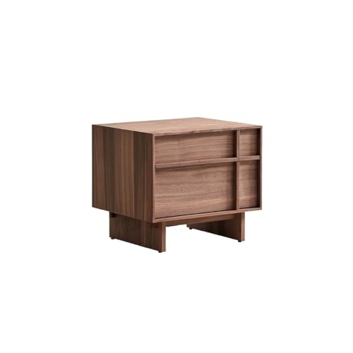 AERTSDFGT Moderner Nachttisch 52x42,5x45cm Nussbaum Wabi-Sabi Stil Massivholz Nachttisch, Schlafzimmer Aufbewahrungsmöbel von AERTSDFGT