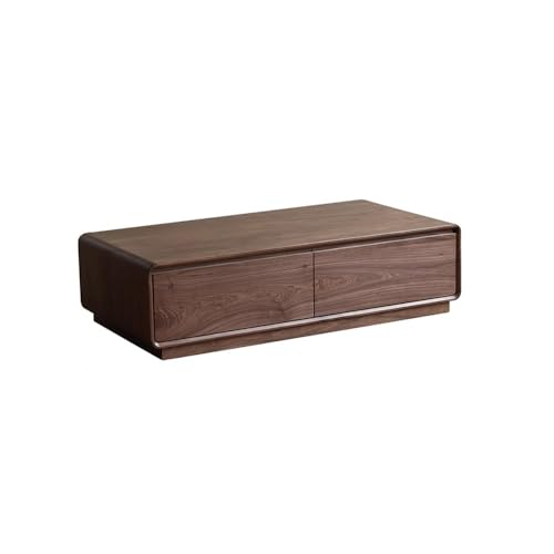 Mitteltisch 120 cm großer, Abgerundeter Ecktisch in Walnussfarbe for das Wohnzimmer, Moderne Dekomöbel, Aufbewahrung zu Hause von AERTSDFGT