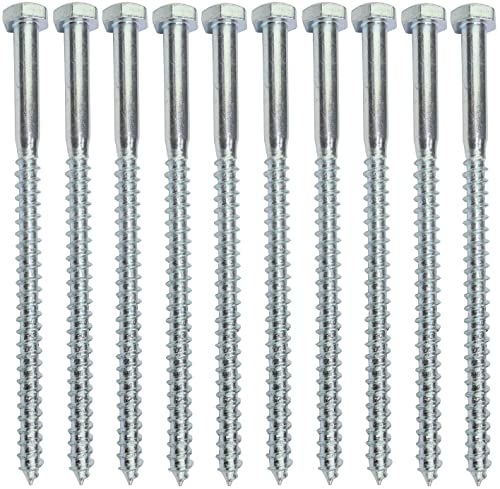 AERZETIX - C44565 - Satz von 10 - Schlüsselschrauben - holzschrauben M6x100mm - mit sechskantkopf 6 seiten - DIN571 - aus verzinktem stahl - montage befestigung dachstuhl sperrholz sperrholzplatten von AERZETIX