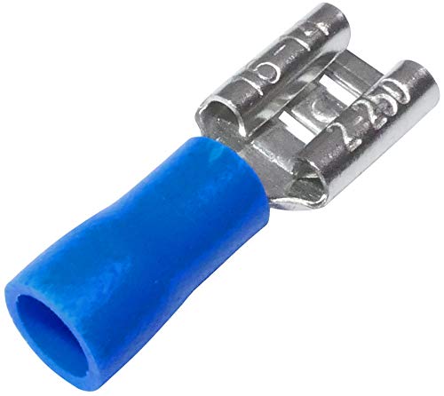 AERZETIX - C44901 - Set von 100 - Elektrischen Kabelschuhen - Flachsteckhülsen - flach 6.3mm - für 1.5-2.5mm² Leiter - isoliert - elektrischer Kabelstecker - festziehen - Blau von AERZETIX