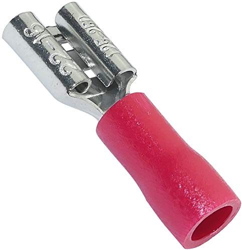 AERZETIX - C44925 - Lot mit 100 elektrischen Kabelschuhen - flach 6,3 mm - für 1 mm² Leiter - isoliert - elektrischer Kabelstecker - festziehen - rot von AERZETIX