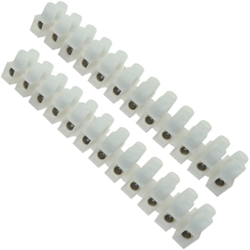 AERZETIX - C44992 - Lot mit 2 Glanzklemmenblöcken - Elektrischer Zucker - 12PIN - Elektrischer Domino für 10 mm2 Leiter - Anschluss - 20А - Verlängerung - Elektrischer Kabelstecker - Farbe Weiß von AERZETIX