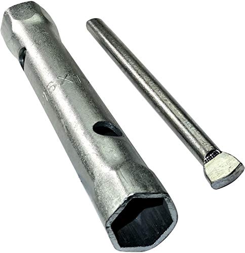 AERZETIX - C45639 - Rohrschlüssel Gerade 16x17mm 6-Seiten mit starrem Stift/abnehmbarer Klemme Tourniquet - Drehkreuz - Monoblock - Doppelter Rohrschlüssel - Gewindebohrer - aus CR-V-Stahl von AERZETIX