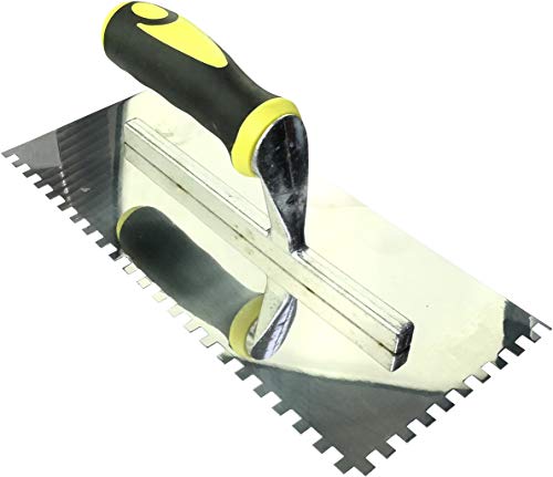 AERZETIX - C45916 - Glättungsmaschine/6x6mm Zahnkelle - Glättung mit gekerbten Fliesen - Zahnspatel - Handwerkzeuge für den Bau - Mauerwerk/Maurer/Gips - Griff aus Bi-Material - Stahl von AERZETIX