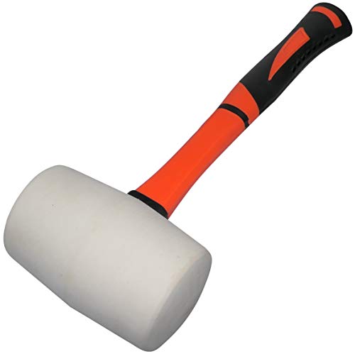 AERZETIX - C46078 - Hammer/Holzhammer/Gummikopfhammer Weiß - TPR Griff Orange - 375mm 900gr - Werkzeug für Keramik/Fliesen - Fliesenleger/Schreiner/Tischler/Glaser von AERZETIX