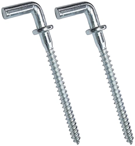 AERZETIX - C48203 - Satz von 2 Schraubhaken in form L für holz mit unterlegscheibe - mit holzgewinde - Ø4.4x69mm - aus verzinktem stahl - für befestigung wände zimmerdecke von AERZETIX