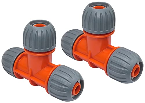 AERZETIX - C48610 - Set mit 2 Gartenschlauch anschlüssen in ''T'' 13mm 3 Wege - schnellkupplung für bewässerungsschläuche - kunststoffkupplungskupplung AERZETIX - C48610 - Set mit 2 Gartenschlauch anschlüssen in ''T'' 13mm 3 Wege - schnellkupplung für bewässerungsschläuche - kunststoffkupplungskupplung von AERZETIX