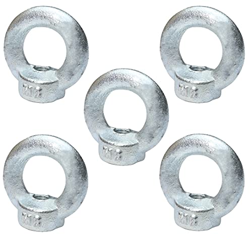 AERZETIX - C49727 - Satz von 5 - Ringmutter - M8 - Ring Kranösen - verzinkter Stahl - Metrisches Gewinde - DIN 582-140kg - Farbe Silber von AERZETIX