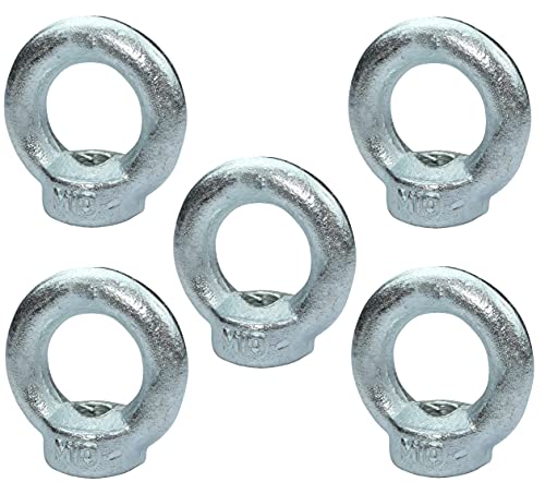 AERZETIX - C49728 - Satz von 5 - Ringmutter - M10 - Ring Kranösen - verzinkter Stahl - Metrisches Gewinde - DIN 582-230kg - Farbe Silber von AERZETIX