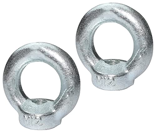 AERZETIX - C49729 - Satz von 2 - Ringmutter - M12 - Ring Kranösen - verzinkter Stahl - Metrisches Gewinde - DIN 582-340kg - Farbe Silber von AERZETIX