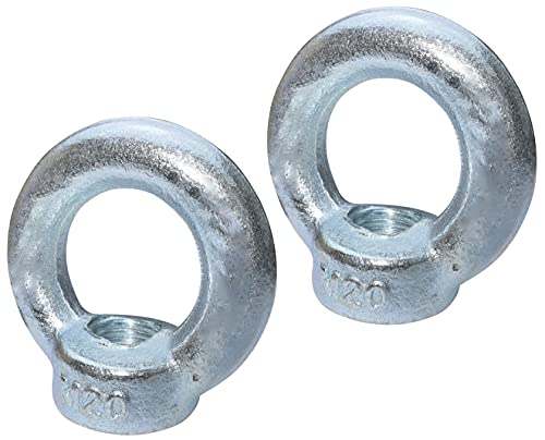 AERZETIX - C49736 - Satz von 2 - Ringmutter - M20 - Ring Kranösen - verzinkter Stahl - Metrisches Gewinde - DIN 582-1200kg - Farbe Silber von AERZETIX