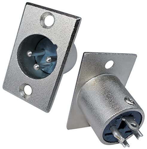 AERZETIX - C53336 - Satz von 2 Steckverbinder anschlüsse verbinder XLR buchse für das mikrofon 36x26x22 mm stecker männliche 3 polig lötstifte - farbe silber - aus metall von AERZETIX