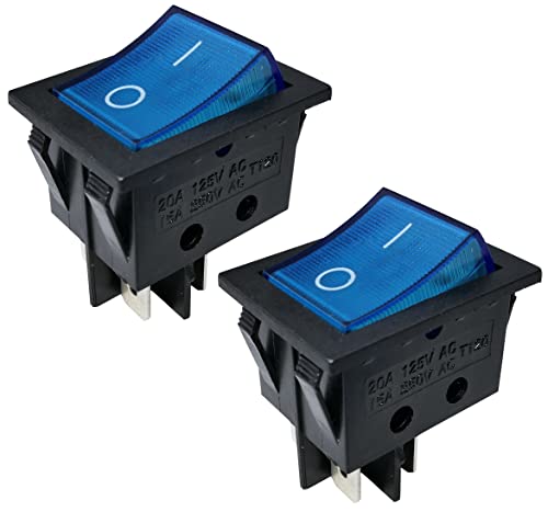 AERZETIX - C53342 - Satz von 2 Wippschalter/kippschalter/schalter DPST 4P ON-OFF - 15A/250V DC - farbe: blau - für ihre haushalts- und industriegeräte - aus kunststoff von AERZETIX