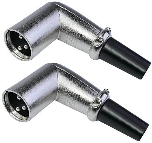 AERZETIX - C53393 - Satz von 2 Stecker/steckverbinder/anschlüsse/verbinder/stecker mikrofon XLR männlich gewinkelt 90° 3 polig/stifte - mit kabelschutzhülse/knitterfest von AERZETIX