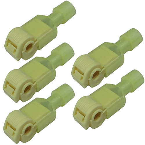 AERZETIX - C53676 - Satz von 5 Steckverbinder/anschlüsse/klemmen zum crimpen schnelle verbindung/abzweigung von kabel typ ''T'' für draht 4-6mm² 24A + 5 elektrische kabelschuhe - farbe gelb von AERZETIX