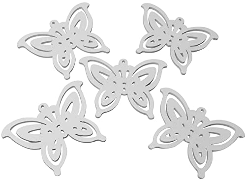 AERZETIX - C54703 - Satz von 5 Ausschnitte scheiben/holzornamente in Form eines Schmetterlings - Farbe weiß - 43x60mm - für Dekoration Kunst Heimwerker kunsthandwerk hängend schmuckherstellung von AERZETIX