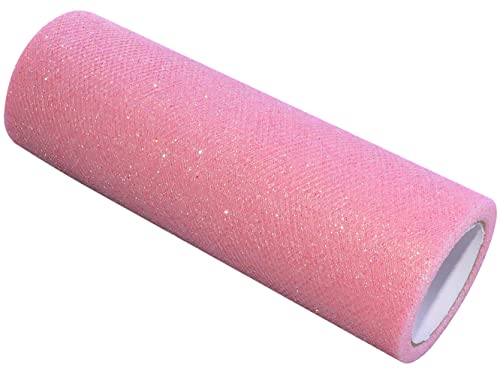 AERZETIX - C55273 - Rolle tüllnetz - tüllband 15 cm x 9 m - farbe : hellrosa glänzend - für konfektion nähen kleidung handwerk decoration - für besondere anlässe hochzeit taufe geburtstag von AERZETIX