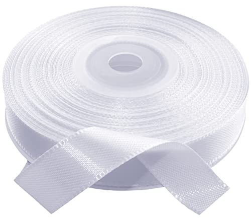 AERZETIX - C55569 - Rolle satinband 12mmx25m - farbe weiß - verpackungsband für geschenke für dekoration zeremonie hochzeit geburtstag party - aus polyester von AERZETIX