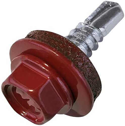 AERZETIX - C57177 - Set mit 50 selbstbohrenden Schrauben Ø4.8x19 mm + EPDM-dichtscheibe - lackiert in rotbrauner farbe RAL 3011 - kopfabdruck 8 mm sechskant - aus stahl von AERZETIX