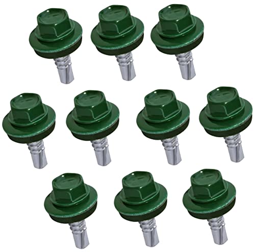 AERZETIX - C57178 - Satz von 10 Selbstbohrende schraube trapezblechschrauben Ø4.8x19 mm + dichtscheibe EPDM - gemalt in farbe moosgrün RAL 6005 - abdruck sechskantkopf 8 mm - aus stahl AERZETIX - C57178 - Satz von 10 Selbstbohrende schraube trapezblechschrauben Ø4.8x19 mm + dichtscheibe EPDM - gemalt in farbe moosgrün RAL 6005 - abdruck sechskantkopf 8 mm - aus stahl von AERZETIX