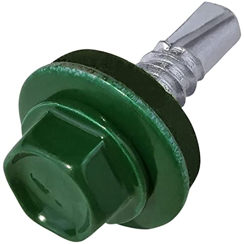 AERZETIX - C57178 - Satz von 50 Selbstbohrende schraube trapezblechschrauben Ø4.8x19 mm + dichtscheibe EPDM - gemalt in farbe moosgrün RAL 6005 - abdruck sechskantkopf 8 mm - aus stahl AERZETIX - C57178 - Satz von 50 Selbstbohrende schraube trapezblechschrauben Ø4.8x19 mm + dichtscheibe EPDM - gemalt in farbe moosgrün RAL 6005 - abdruck sechskantkopf 8 mm - aus stahl von AERZETIX