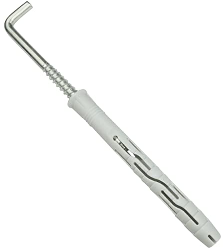 AERZETIX - C57620 - Satz mit 10 Universaldübel Ø10x100mm aus Kunststoff + 10 aufhängehaken Typ L zum anschrauben Ø7x105mm in Stahl - für Holz Beton vollstein putz mauerwerk von AERZETIX