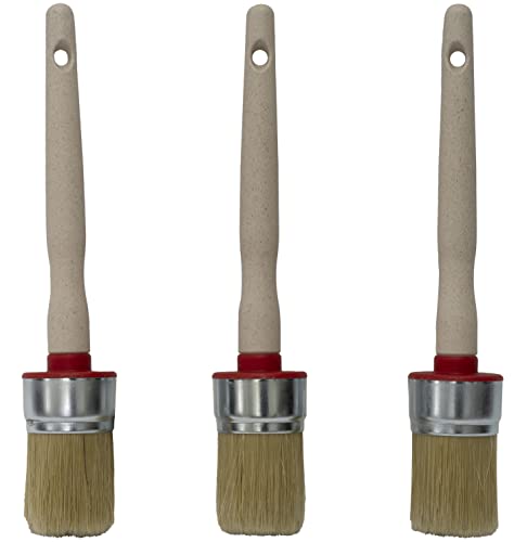 AERZETIX - C62152-3er-Set - Rundpinsel mit naturborsten - Ø40mm- 230mm x 45mm - für leimfarbe lackiert - kunststoffgriff - malwerkzeug Lack Dekoration renovierung von AERZETIX