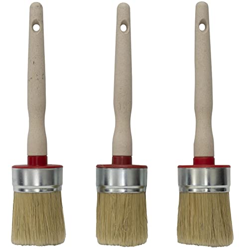 AERZETIX - C62154-3er-Set - Rundpinsel mit naturborsten - Ø50mm- 230mm x 49mm - für leimfarbe lackiert - kunststoffgriff - malwerkzeug Lack Dekoration renovierung von AERZETIX