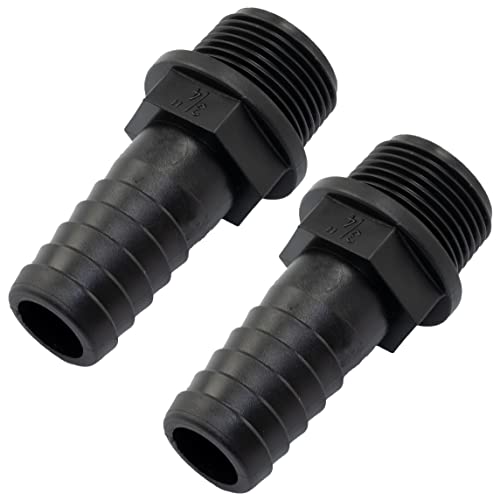 AERZETIX - C63567-2er-Satz männlicher gerader Schlauchanschluss 3/4'' x 20 mm - außengewinde - Adapter für bewässerungssysteme bewässerungspumpe - Kunststoff - Farbe schwarz von AERZETIX
