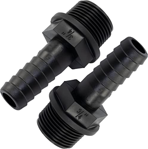 AERZETIX - C63568-2er-Satz männlicher gerader Schlauchanschluss 3/4'' x 16 mm - außengewinde - Adapter für bewässerungssysteme bewässerungspumpe - Kunststoff - Farbe schwarz von AERZETIX