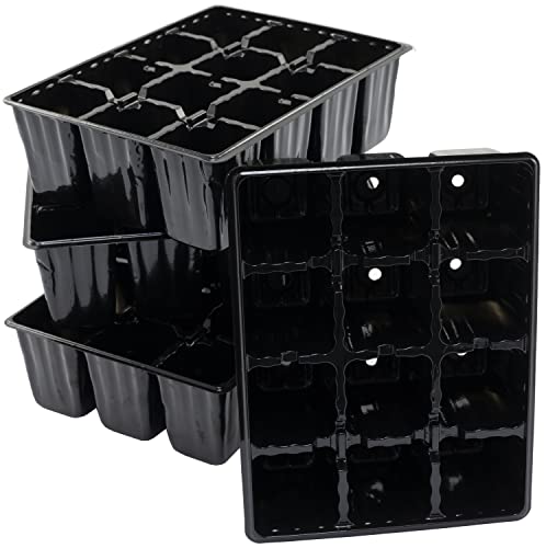 AERZETIX - C63574 - Set aus 4 Anzuchtplatten/Aussaatkisten x 12 samenbecher 17.5x13.5x5.5 cm - Gartenarbeit zum Pflanzen - keimung pikieren töpfe kultivierte Blume - schwarz - Kunststoff von AERZETIX