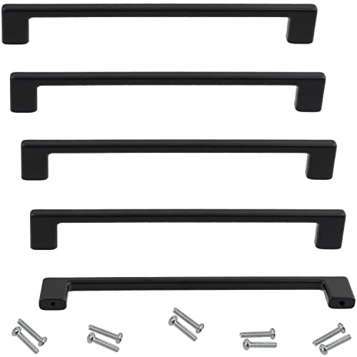 AERZETIX - C63899-5er-Set Möbelgriffe achsabstand 160 mm - für schrank wandschrank schublade einrichtung dekoration küche wohnzimmer montage - aus metall - finish matt schwarz von AERZETIX