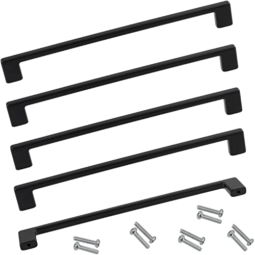 AERZETIX - C63900-5er-Set Möbelgriffe achsabstand 192 mm - für schrank wandschrank schublade einrichtung dekoration küche wohnzimmer montage - aus metall - finish matt schwarz von AERZETIX