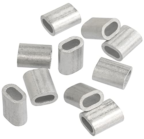 AERZETIX - C65268-10er-Set Klemmhülsen für seil/stahldraht Ø3 mm DIN 3093 - quetschhülse - seilklemme hängebanner sonnensegel drahtseilklemmen kabel - aus aluminium - silberfarben von AERZETIX