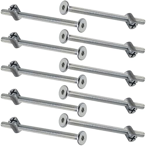 AERZETIX - C65819 - Satz von 10 Flachkopfschrauben + 10 geschlitzte klötze/angeln M6x100 mm - bolzen mit mutter - aus stahl - silberfarben - verbindungsbeschläge für schreinerei holzmöbel MDF schrank AERZETIX - C65819 - Satz von 10 Flachkopfschrauben + 10 geschlitzte klötze/angeln M6x100 mm - bolzen mit mutter - aus stahl - silberfarben - verbindungsbeschläge für schreinerei holzmöbel MDF schrank von AERZETIX